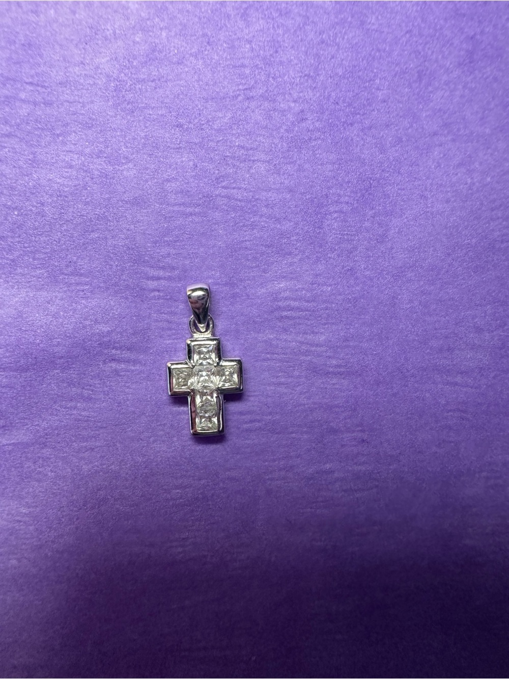 Sterling Silver Cross Pendant with Clear Stones - (pendant only) no chain